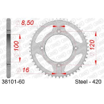 Corona AFAM 38101-60 in Acciaio Passo 420